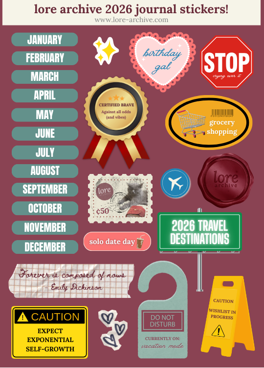 2026 Lore Archive Journal Stickers
